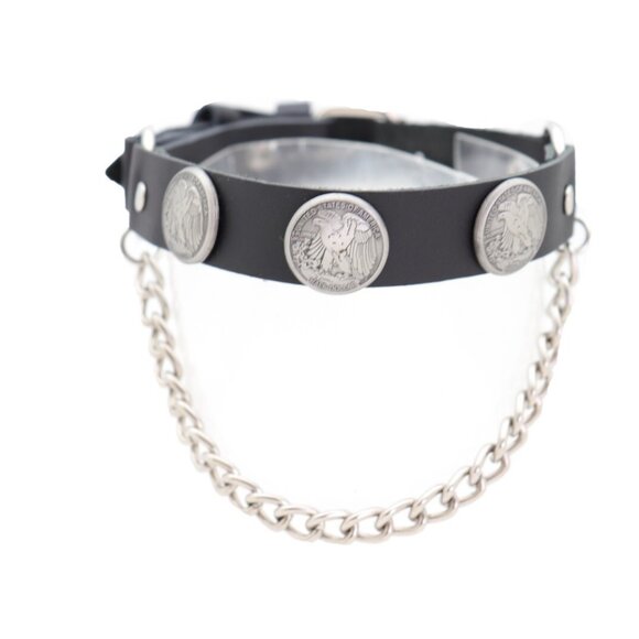 Menās Biker Boot Chains ā American Eagle Silver Metal Charms Black Straps 2PCS - Picture 3 of 17